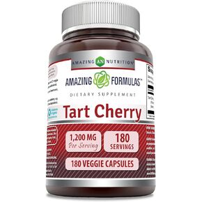 Amazing Formulas Tart Cherry 1200 mg Per Serving | 180 Veggie Capsules Supplement | Non-GMO | Gluten Free | Made in USA
