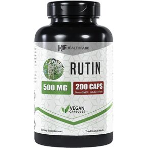 Rutin 500mg | 200 Capsules | Rutoside Bioflavonoid | Circulatory Health | Non-GMO | Vegetarian | Made in The USA