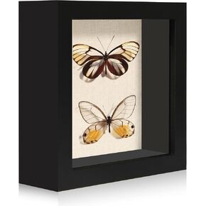 5x5 Small Shadow Box Picture Frame Display Case with Soft Linen Back, Black Wooden Memory Shadow Box Frame with Tempered Glass Cover for Wall or Tabletop Display