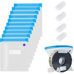 3D Filament Storage Bag Vacuum Kit, Spool Storage Sealing 10 Bags for Dust Proof Humidity Resistan, Keep Filament Dry for 1kg Spool with Sealing Clip