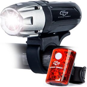 Bike Lights for Night Riding, USB Rechargeable Shark 300 Ultra Bright LED Bike Lights Front and Back Safety Tail Light Included, Bicycle Light Compatible with Mountain, Road, Kids & City Bicycles