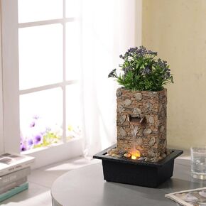 Kalona Décor Indoor Waterfall Fountain: Relaxation Tabletop Fountain Resin Material for Serene Meditation Automatic Plant Watering for Home & Office Decor