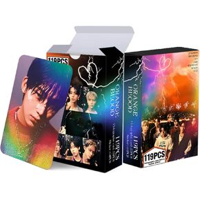 KPOP ENHYPEN Photocards 119PCS Enhypen Laser Lomo Cards Enhypen Orang Blood Album Photo Cards Set 55PCS Holographic Cards + 64PCS Random Stickers Gift for Fans Daughter