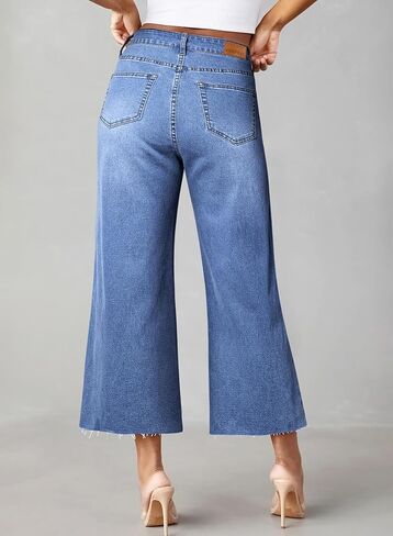 Sidefeel Women's Wide Leg Jeans High Waist Stretchy Straight Leg Denim Pants in Kuwait