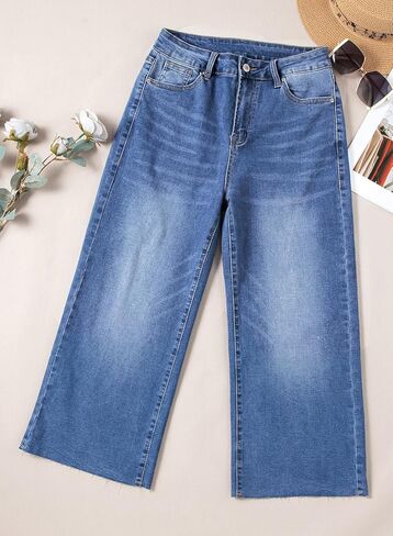 Sidefeel Women's Wide Leg Jeans High Waist Stretchy Straight Leg Denim Pants in Kuwait