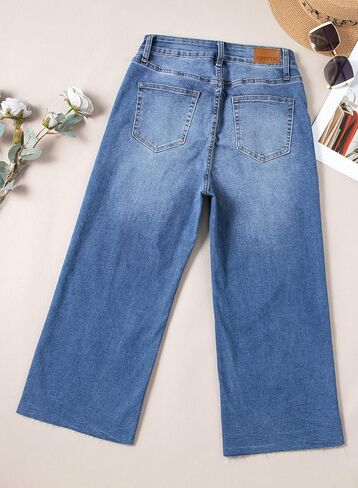 Sidefeel Women's Wide Leg Jeans High Waist Stretchy Straight Leg Denim Pants in Kuwait