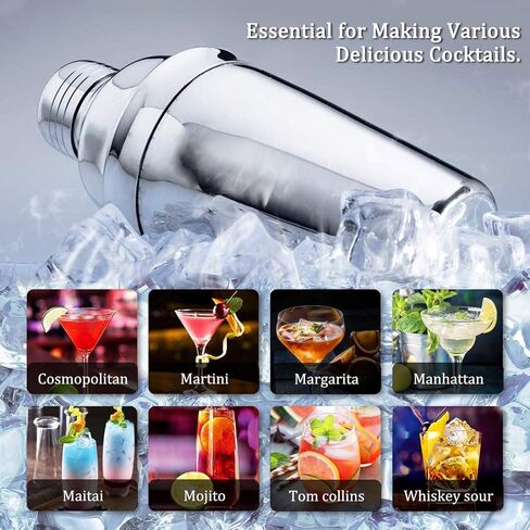 Cocktail Shaker Set Bartender Kit, NICEAO 10-Piece Bar Kit, 25oz Martini Shaker, Mixing Spoon, Double Jigger, Liquor Pourers, Muddler, Strainer and Ice Tongs, Professional Bar Set Tools in Saudi Arabia
