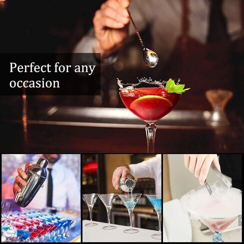 Cocktail Shaker Set Bartender Kit, NICEAO 10-Piece Bar Kit, 25oz Martini Shaker, Mixing Spoon, Double Jigger, Liquor Pourers, Muddler, Strainer and Ice Tongs, Professional Bar Set Tools in Saudi Arabia