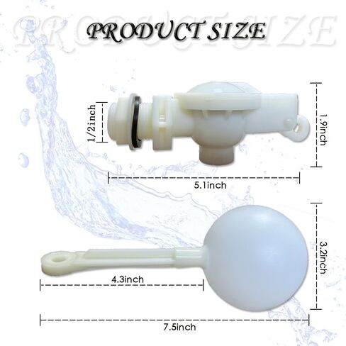 صمام تعويم، 1/2 بوصة صمام تعويم مياه قابل للتعديل، صمام تعويم بلاستيكي للتحكم في مستوى المياه أوتوماتيكيًا بالكامل، وحدة تحكم أوتوماتيكية في مستوى المياه لخزان المياه، حمامات السباحة، أحواض الماشية، مضخة المياه، حوض المياه. in Kuwait