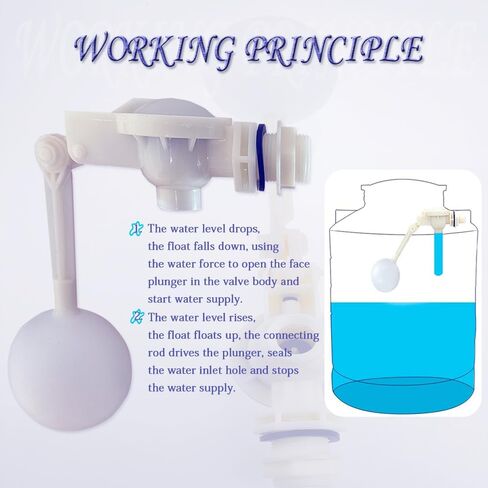 صمام تعويم، 1/2 بوصة صمام تعويم مياه قابل للتعديل، صمام تعويم بلاستيكي للتحكم في مستوى المياه أوتوماتيكيًا بالكامل، وحدة تحكم أوتوماتيكية في مستوى المياه لخزان المياه، حمامات السباحة، أحواض الماشية، مضخة المياه، حوض المياه. in Kuwait
