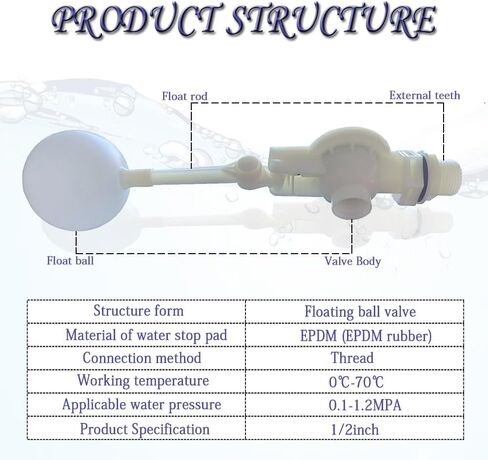 صمام تعويم، 1/2 بوصة صمام تعويم مياه قابل للتعديل، صمام تعويم بلاستيكي للتحكم في مستوى المياه أوتوماتيكيًا بالكامل، وحدة تحكم أوتوماتيكية في مستوى المياه لخزان المياه، حمامات السباحة، أحواض الماشية، مضخة المياه، حوض المياه. in Kuwait