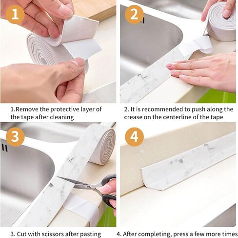 Caulk Tape Sealant Strip, Waterproof Self Adhesive Caulking Tape, Bath and Kitchen Sink Tub and Wall Sealing Tape for Kitchen Countertop, Toilet, Bathtub Floor Wall Edge Protector (1 White) in Saudi Arabia