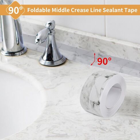 Caulk Tape Sealant Strip, Waterproof Self Adhesive Caulking Tape, Bath and Kitchen Sink Tub and Wall Sealing Tape for Kitchen Countertop, Toilet, Bathtub Floor Wall Edge Protector (1 White) in Saudi Arabia