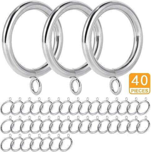 Thick Metal Curtain Rings,1.5-Inch Inner Diameter, 0.24-Inch Wire Diameter Fit up 1.2-inch Rod (Black-40pcs) in Saudi Arabia