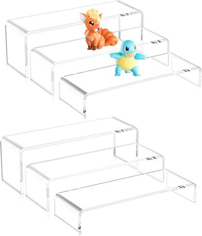 Acina Large Acrylic Display Risers: 3Pcs 9" Rectangular Clear Display Stand Shelf for Retail Desktop Shoe Showcase Fixtures Jewelry Dessert in Saudi Arabia