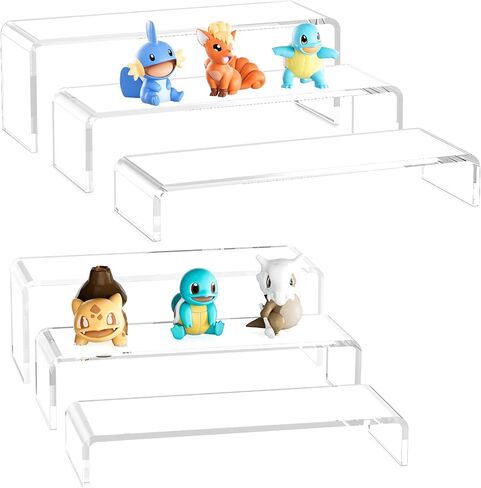 Acina Large Acrylic Display Risers: 3Pcs 9" Rectangular Clear Display Stand Shelf for Retail Desktop Shoe Showcase Fixtures Jewelry Dessert in Saudi Arabia