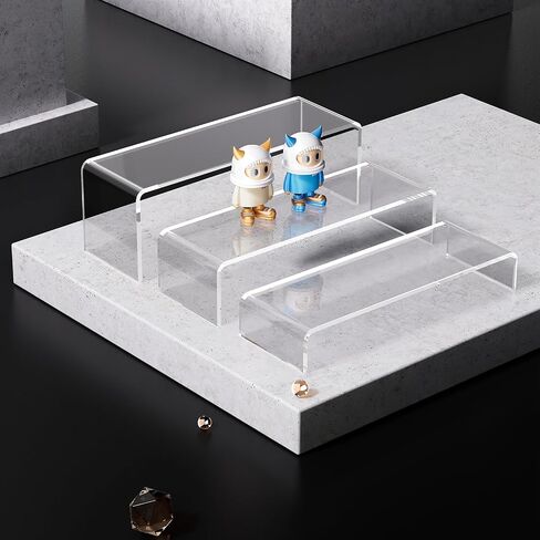 Acina Large Acrylic Display Risers: 3Pcs 9" Rectangular Clear Display Stand Shelf for Retail Desktop Shoe Showcase Fixtures Jewelry Dessert in Saudi Arabia