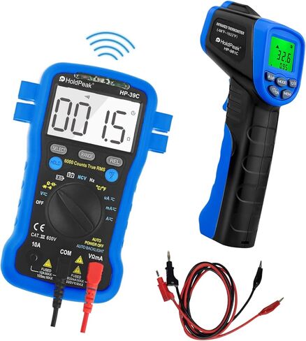HOLDPEAK جهاز قياس متعدد ومقياس حرارة بالأشعة تحت الحمراء ومجموعة أدوات اختبار، مقياس فولتميتر تيار متردد/تيار مستمر NCV HP-39C جهاز قياس متعدد محمول، سلاسل اختبار، (-50 ~ 550 درجة مئوية) مسدس درجة حرارة ليزر رقمي غير قابل للتلامس، ليس للبشر. in Kuwait