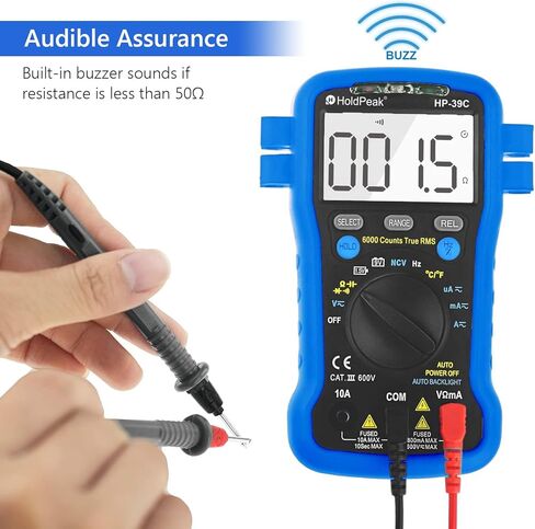 HOLDPEAK جهاز قياس متعدد ومقياس حرارة بالأشعة تحت الحمراء ومجموعة أدوات اختبار، مقياس فولتميتر تيار متردد/تيار مستمر NCV HP-39C جهاز قياس متعدد محمول، سلاسل اختبار، (-50 ~ 550 درجة مئوية) مسدس درجة حرارة ليزر رقمي غير قابل للتلامس، ليس للبشر. in Kuwait