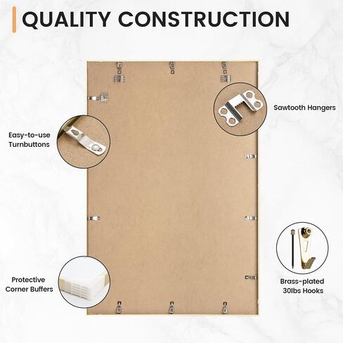 18x24 inch Metal Poster Frame - 18 x 24 Thin Aluminum Picture Frames Matted for 16x20 Photos, Artworks, Prints, Puzzle - High Definition Plexiglass - Vertical and Horizontal Display - Wall Hook Hanging Hardware Included - Gold, Set of 4 in Saudi Arabia