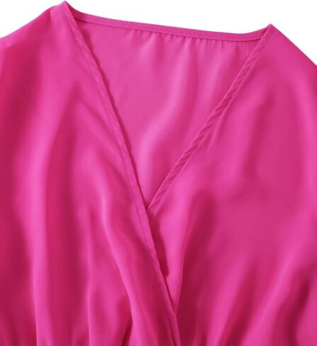 LYANER Women's V Neck Shirred Polka Dots Long Sleeve Frill Crop Blouse Shirt Tops in Saudi Arabia