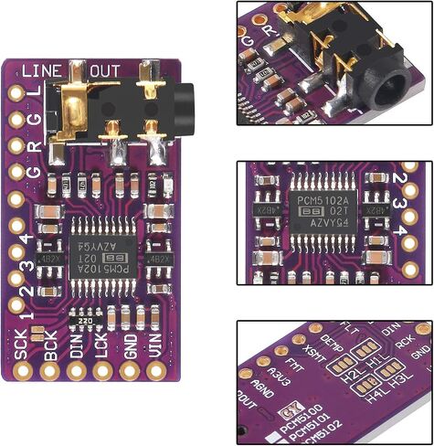 AITRIP 2 قطعة PCM5102 I2S IIS وحدة فك تشفير الصوت الرقمي DAC بدون فقدان وحدة صوت محول DAC ستيريو رقمي إلى تناظري متوافقة مع Arduino Raspberry Pi in Saudi Arabia