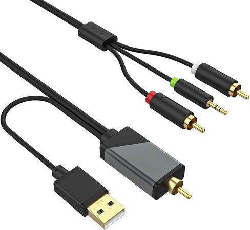 Digital to Analog Audio Conversion Cable, Digital SPDIF Coaxial to Analog L/R RCA & 3.5mm Stereo Audio Cable Compatible with PS4/Xbox One/TV/HDTV, 4.9 FT/1.5m in Kuwait