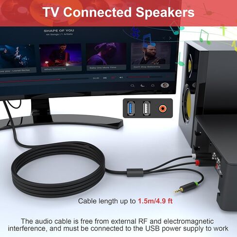 Digital to Analog Audio Conversion Cable, Digital SPDIF Coaxial to Analog L/R RCA & 3.5mm Stereo Audio Cable Compatible with PS4/Xbox One/TV/HDTV, 4.9 FT/1.5m in Kuwait