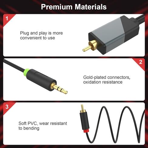 Digital to Analog Audio Conversion Cable, Digital SPDIF Coaxial to Analog L/R RCA & 3.5mm Stereo Audio Cable Compatible with PS4/Xbox One/TV/HDTV, 4.9 FT/1.5m in Kuwait