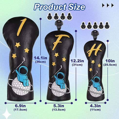 Astronaut Series Golf Headcovers, Synthetic Leather Golf Head Covers for Driver, Fairway Wood and Hybrid, Golf Putter Covers for Mallet and Blade in Kuwait
