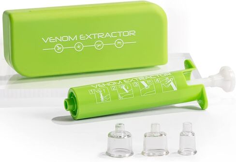 أداة شفط لتخفيف اللدغات، مضخة شفط مستخرج السم، مجموعة لدغات الثعبان، مجموعات النجاة، إسعافات أولية للعض واللسع لإزالة السموم للمشي لمسافات طويلة وحقائب الظهر والتخييم، خالية من المواد الكيميائية (أخضر) in Kuwait