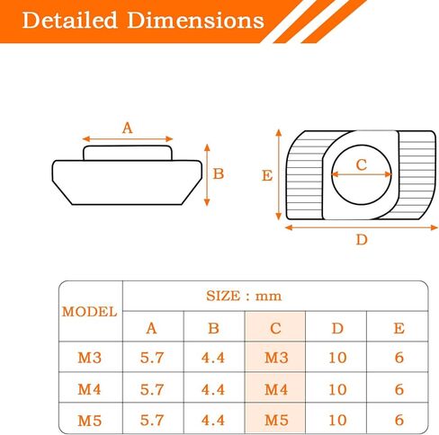 100 PCS M3 T-Nuts, T Slot Nut, T Slot-Nut for 2020 Aluminum Extrusion Profile, 2040 Series, T Track, 3D Printers Accessories in Kuwait