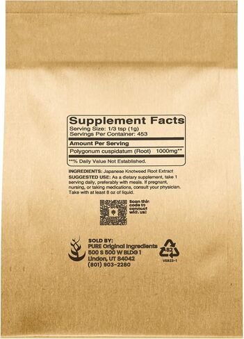 المكونات الأصلية النقية اليابانية Knotweed (1 رطل) Hu Zhang Fen، مكمل تقليدي، خالي من الغلوتين in Saudi Arabia