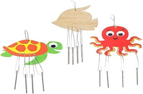 Baker Ross FE232 Sealife Wooden Windchimes - Pack of 4, Decorate and Personalise for Arts and Crafts Activities in Kuwait