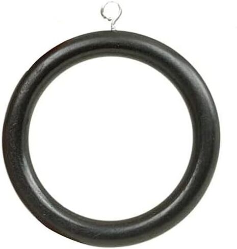 Wooden Curtain Drapery Rod Rings for 1-1.5 inch Curtain Rod Pole, Wooden Drapery Curtain Rod Rings with Screw Eye- Inner Día 2.5'' & Outer Día 3.5'' (Black) in Saudi Arabia