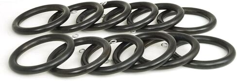 Wooden Curtain Drapery Rod Rings for 1-1.5 inch Curtain Rod Pole, Wooden Drapery Curtain Rod Rings with Screw Eye- Inner Día 2.5'' & Outer Día 3.5'' (Black) in Saudi Arabia