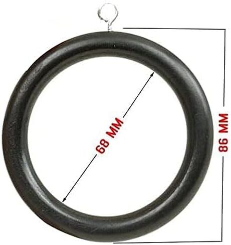 Wooden Curtain Drapery Rod Rings for 1-1.5 inch Curtain Rod Pole, Wooden Drapery Curtain Rod Rings with Screw Eye- Inner Día 2.5'' & Outer Día 3.5'' (Black) in Saudi Arabia