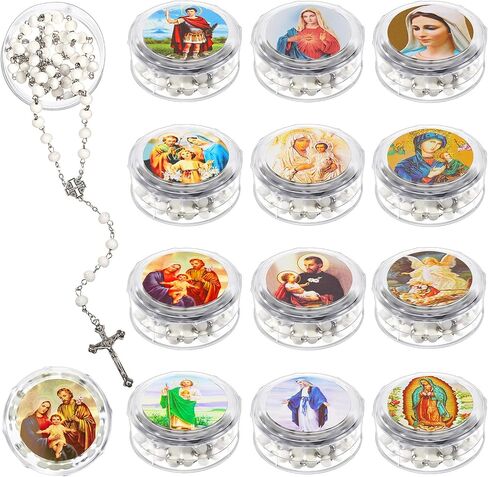 24 Pcs Rose Scented Catholic Rosaries Necklaces Wooden Beads Rosary Necklace Religious Rosary Jesus Cross Catholic Gifts Holy Rosaries in Bulk with Gift Boxes for Prayer Men Women (Red) in Saudi Arabia