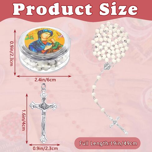 24 Pcs Rose Scented Catholic Rosaries Necklaces Wooden Beads Rosary Necklace Religious Rosary Jesus Cross Catholic Gifts Holy Rosaries in Bulk with Gift Boxes for Prayer Men Women (Red) in Saudi Arabia
