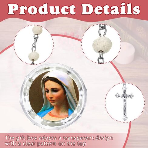 24 Pcs Rose Scented Catholic Rosaries Necklaces Wooden Beads Rosary Necklace Religious Rosary Jesus Cross Catholic Gifts Holy Rosaries in Bulk with Gift Boxes for Prayer Men Women (Red) in Saudi Arabia