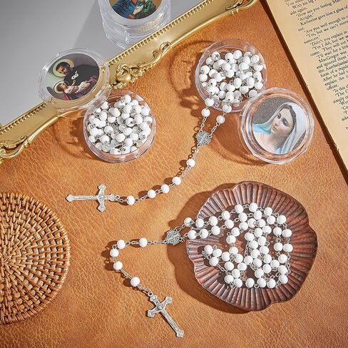24 Pcs Rose Scented Catholic Rosaries Necklaces Wooden Beads Rosary Necklace Religious Rosary Jesus Cross Catholic Gifts Holy Rosaries in Bulk with Gift Boxes for Prayer Men Women (Red) in Saudi Arabia
