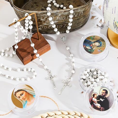 24 Pcs Rose Scented Catholic Rosaries Necklaces Wooden Beads Rosary Necklace Religious Rosary Jesus Cross Catholic Gifts Holy Rosaries in Bulk with Gift Boxes for Prayer Men Women (Red) in Saudi Arabia