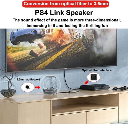 eppfun كابل صوت رقمي بصري إلى تناظري 3.5 مم AUX، محول بصري إلى 2 RCA، محول صوت D/A الكل في واحد، للتلفزيون/PS4/Xbox/DVD SPDIF/TOSLINK/منفذ بصري إلى سماعات مكبر الصوت in Kuwait