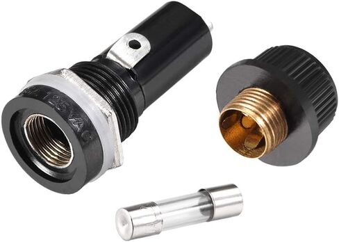 uxcell Screw Cap Panel Mounted Fuse Holder AC 125V/15A 250V/10A Black with 6 x 30mm Glass Fuse 5Set in Saudi Arabia