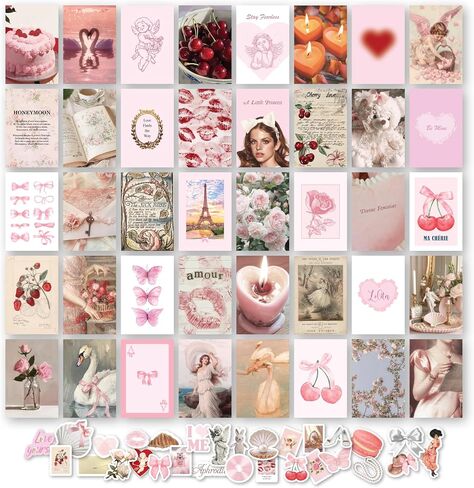 97 Decor Pink Coquette Room Decor Aesthetic - Girly Coquette Wall Decor, Light Pink Posters for Room Aesthetic Pictures, Vintage Coquette Decor Downtown Collage Kit for Teen Girl Dorm Bedroom (4x6) in Saudi Arabia