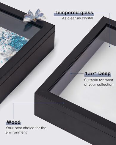 قطعتان من إطار صناديق الظل مقاس 8 × 10 بوصة، حافظات عرض صندوق الظل الأسود للزهور، حافظة عرض الذاكرة مع مساحة 1.58 بوصة لمجموعتك، والهدايا التذكارية، والتذكارات، والصور in Kuwait