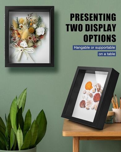 قطعتان من إطار صناديق الظل مقاس 8 × 10 بوصة، حافظات عرض صندوق الظل الأسود للزهور، حافظة عرض الذاكرة مع مساحة 1.58 بوصة لمجموعتك، والهدايا التذكارية، والتذكارات، والصور in Kuwait