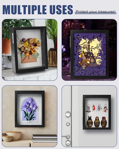 قطعتان من إطار صناديق الظل مقاس 8 × 10 بوصة، حافظات عرض صندوق الظل الأسود للزهور، حافظة عرض الذاكرة مع مساحة 1.58 بوصة لمجموعتك، والهدايا التذكارية، والتذكارات، والصور in Kuwait