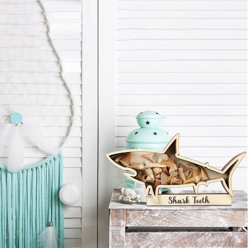 Yousoontic Shark Tooth Display Case Shark Teeth Shadow Box Collection Wood Shark Teeth Holder Gifts for Vacation Beach Home Decor (6 x 3 Inch) in Saudi Arabia