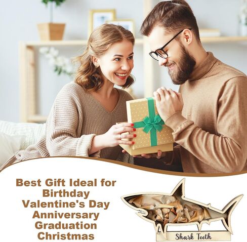 Yousoontic Shark Tooth Display Case Shark Teeth Shadow Box Collection Wood Shark Teeth Holder Gifts for Vacation Beach Home Decor (6 x 3 Inch) in Saudi Arabia